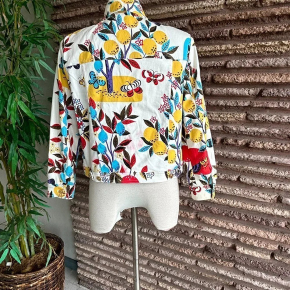 St. John Sport Colorful Butterfly Floral Trucker Denim Jacket READ - Picture 14 of 14